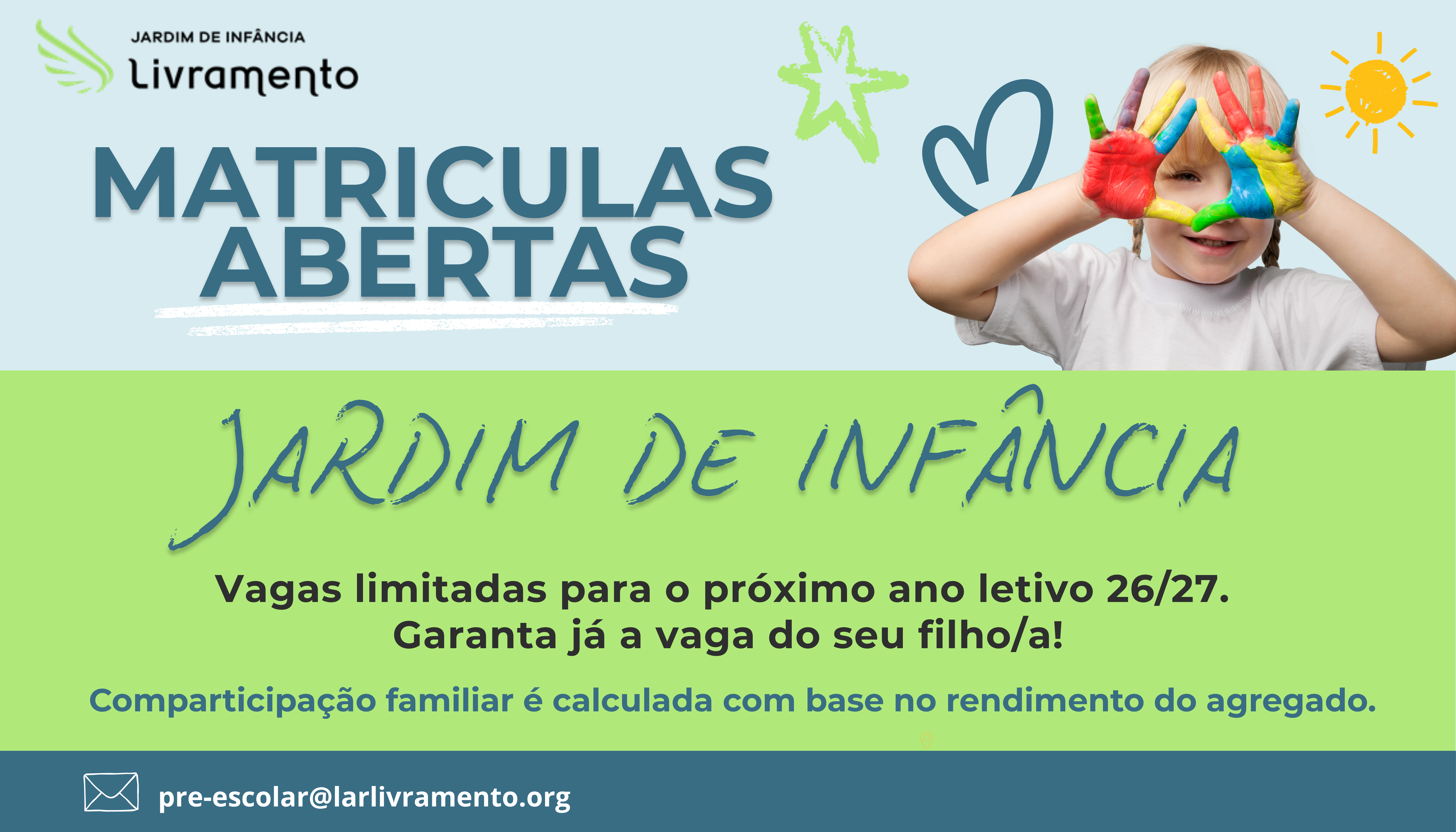 Inscrições para o próximo ano letivo no Jardim de Infância Livramento